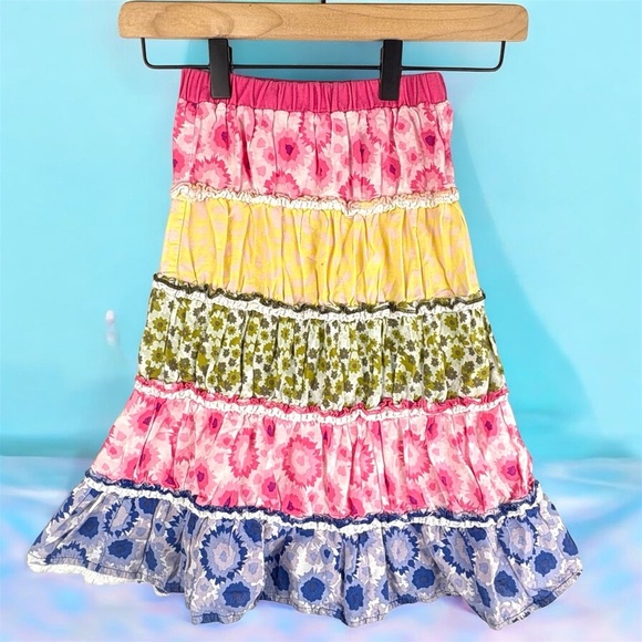 Kids Headquarters Girls Size 5 Floral Multicolor Ruffle Tiered Maxi Skirt Boho - Picture 1 of 6